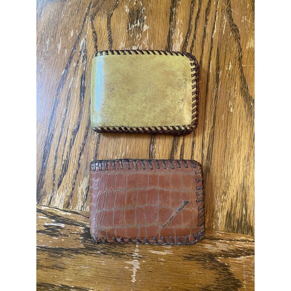 Set Of Two Custom Handcrafted Vintage Leather Wallets - Picture 1 of 8